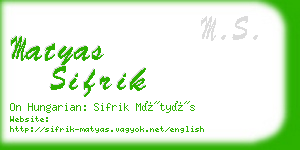 matyas sifrik business card